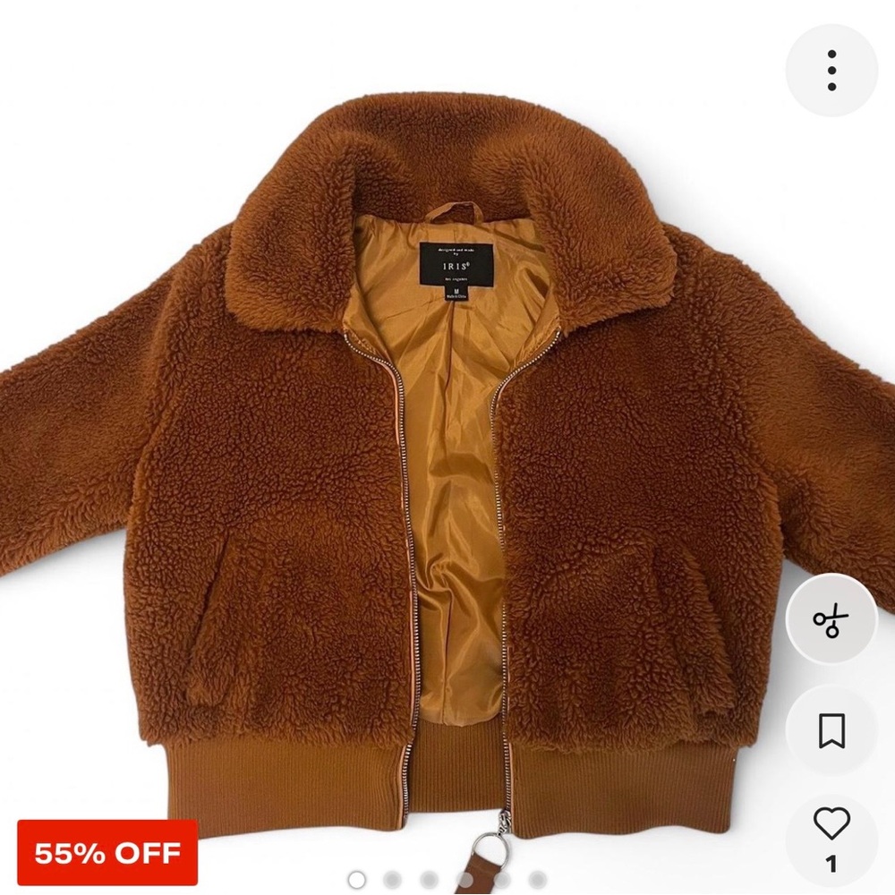 Brown fur bomber jacket